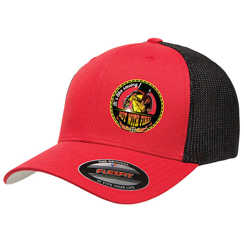 Sewing with Fire Flex-Fit Trucker Hat